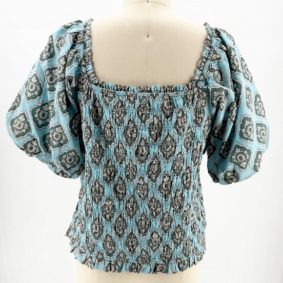 Maurices Medallion Smocked Puff Sleeve Blouse XL - Picture 4 of 10